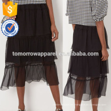 Nueva moda negro negro gasa volantes corbata verano Mini falda diaria DEM / DOM fabricación al por mayor de moda mujeres ropa (TA5035S)